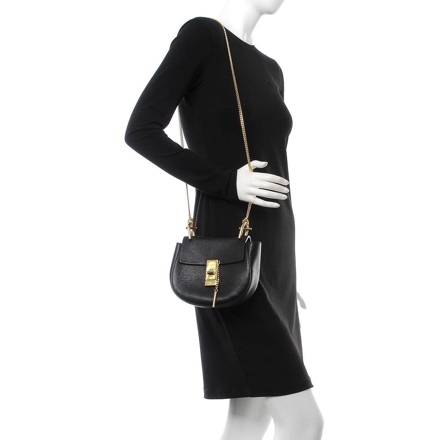 Grained Lambskin Mini Drew Shoulder Bag Black