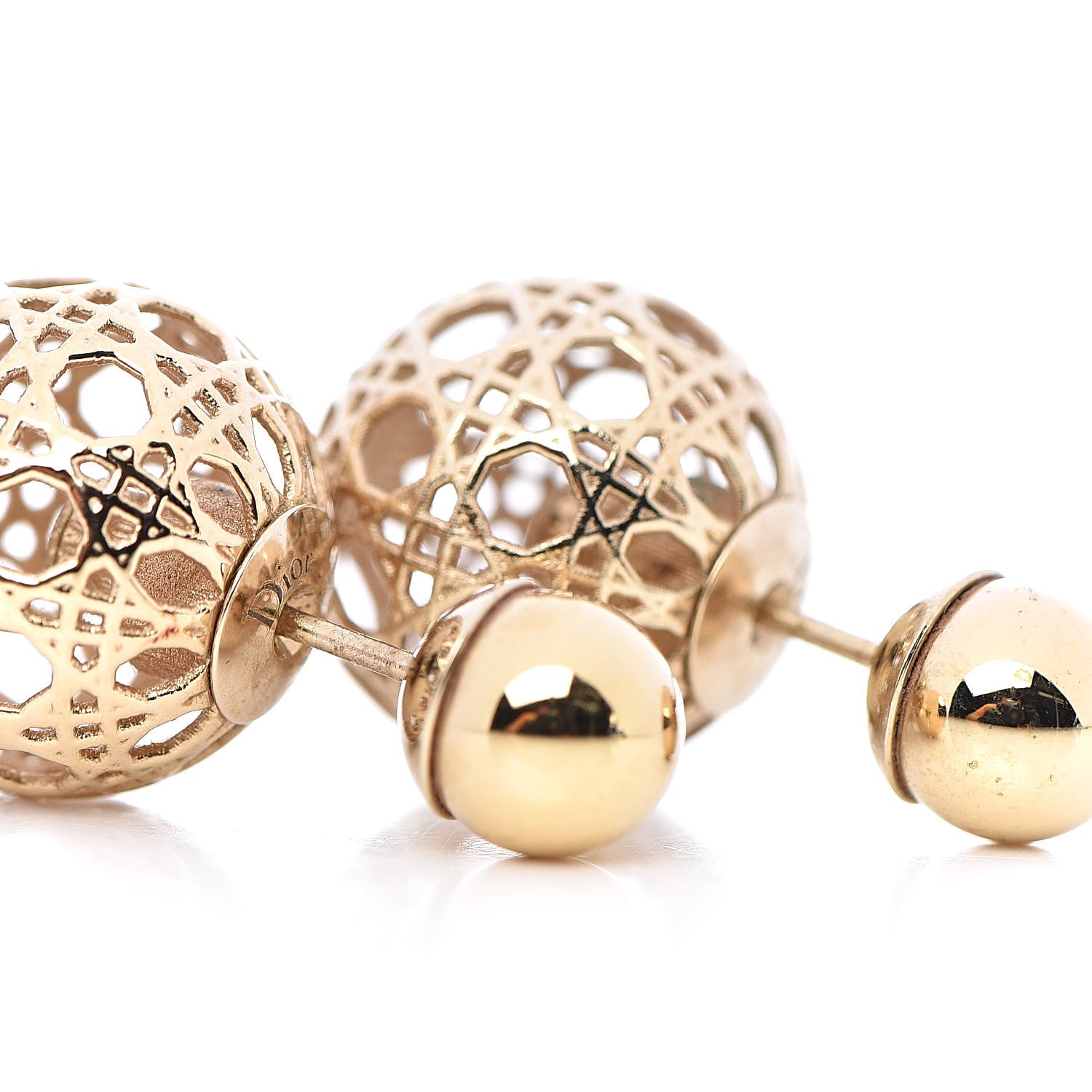 Christian Dior Cannage Mise En Dior Tribal Earrings Gold 3 of 4