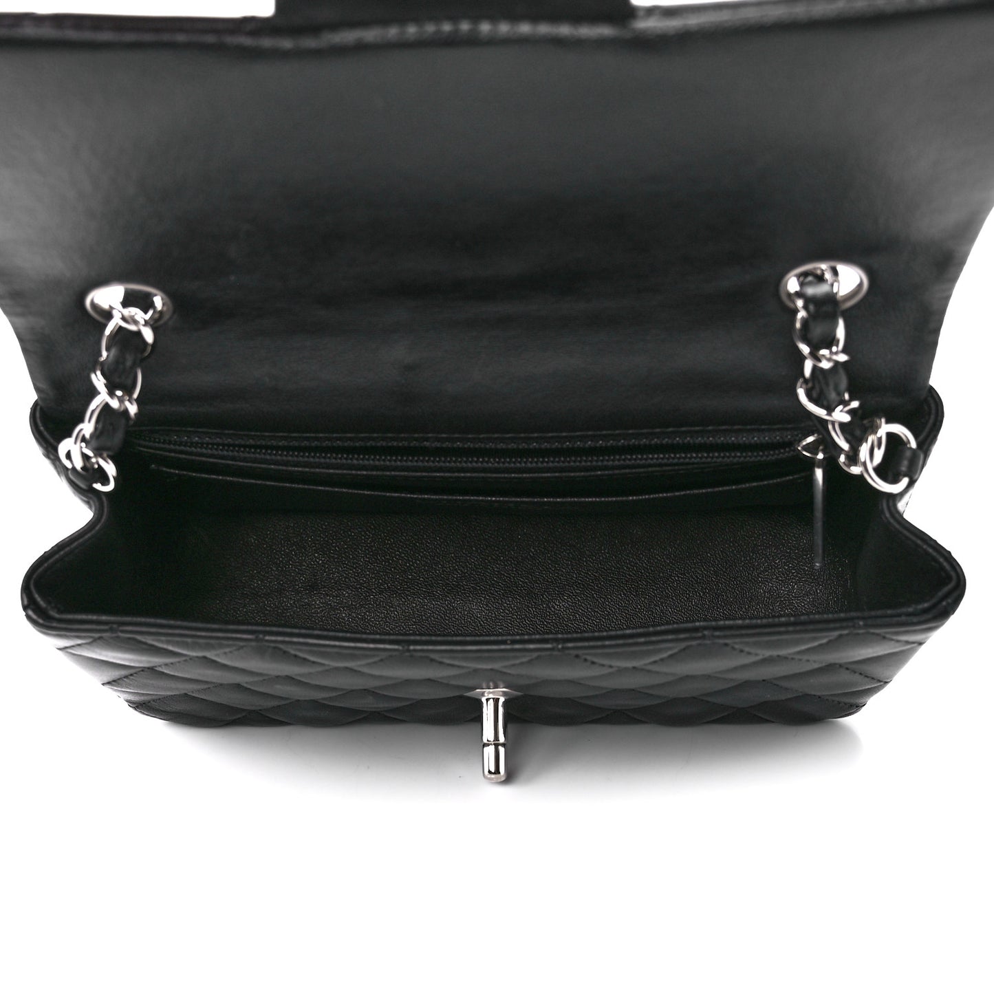Lambskin Quilted Mini Rectangular Flap Black