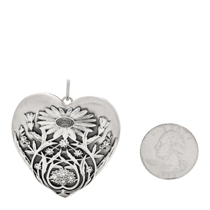 Tiffany Sterling Silver Large Ziegfeld Daisy Heart Locket Pendant 2 of 5