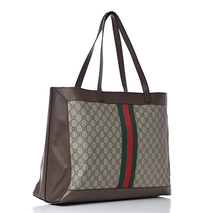 Gucci GG Supreme Monogram Web Ophidia Tote Brown 4 of 12