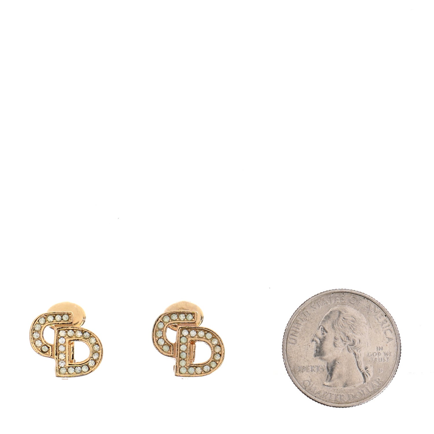 Christian Dior Crystal Clip On Earrings Gold 2 of 4