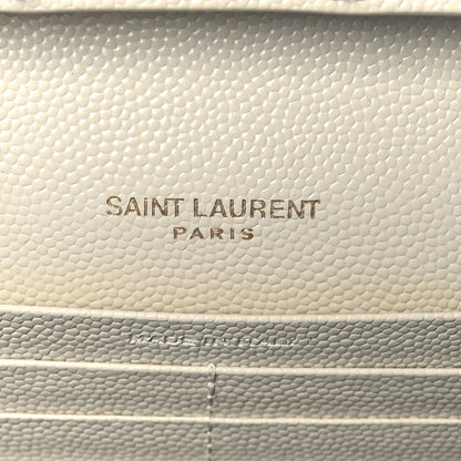 Saint Laurent Grain De Poudre Mixed Matelasse Triquilt Monogram Chain Wallet Blanc Vintage 6 of 9