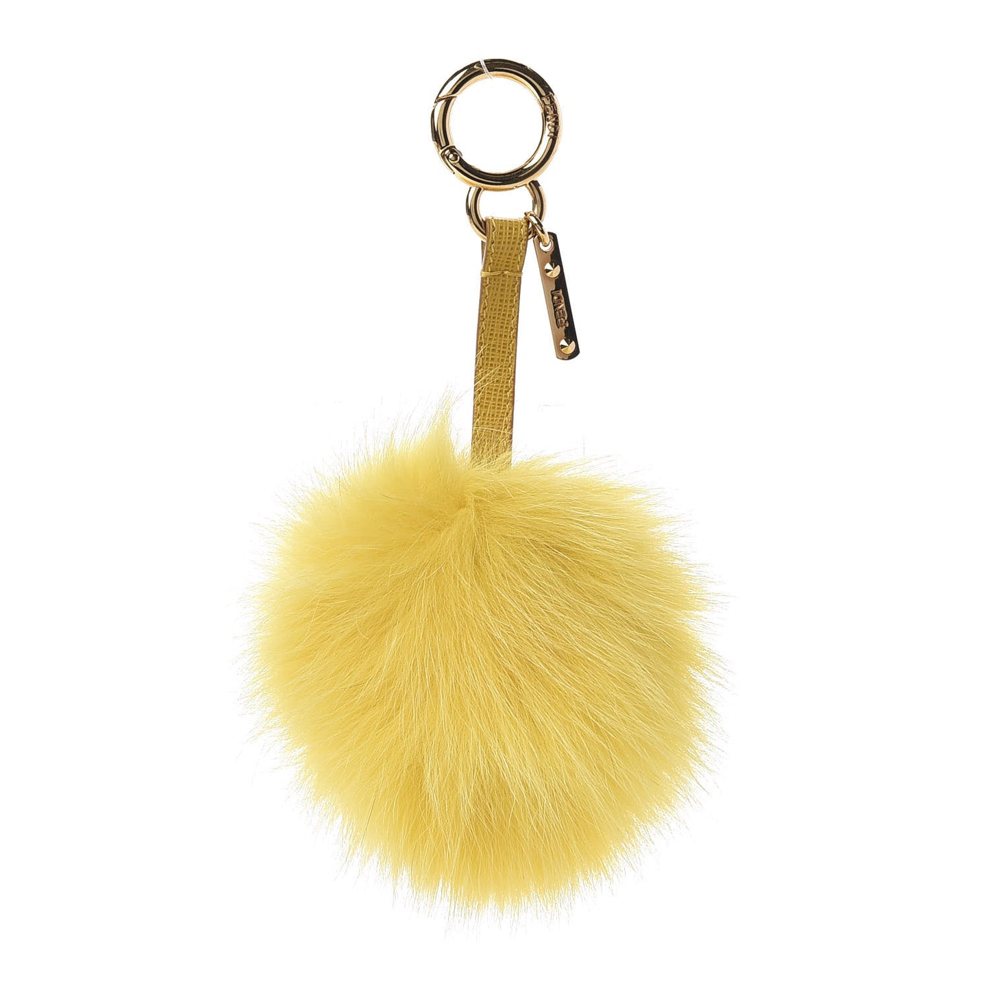 Fox Fur Pom Pom Bag Charm Yellow