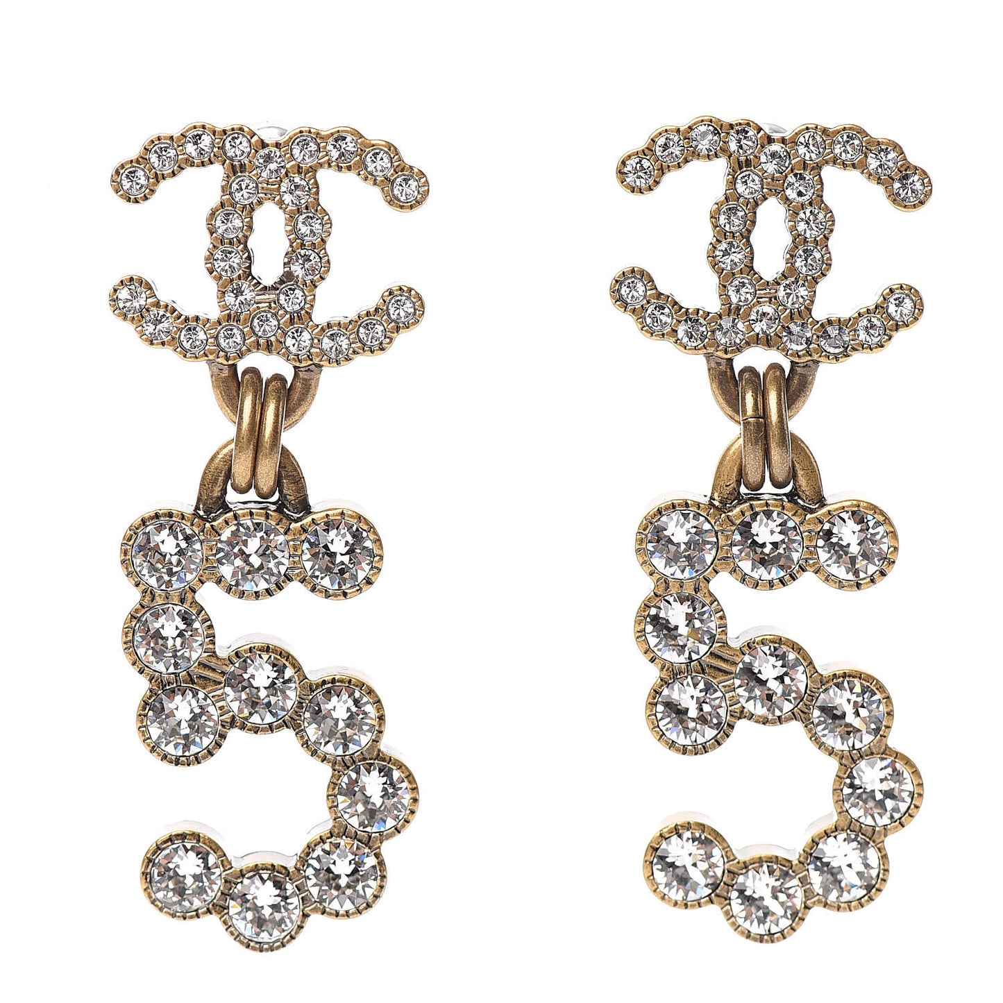 Metal Crystal City of Lights No 5 Drop Earrings Gold