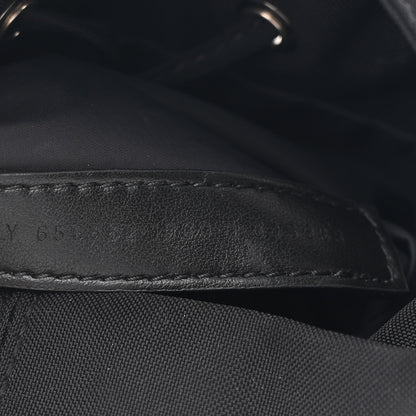 Balenciaga Recycled Sport Nylon Logo Embroidered Wheel Drawstring Bucket Bag Black White 8 of 11