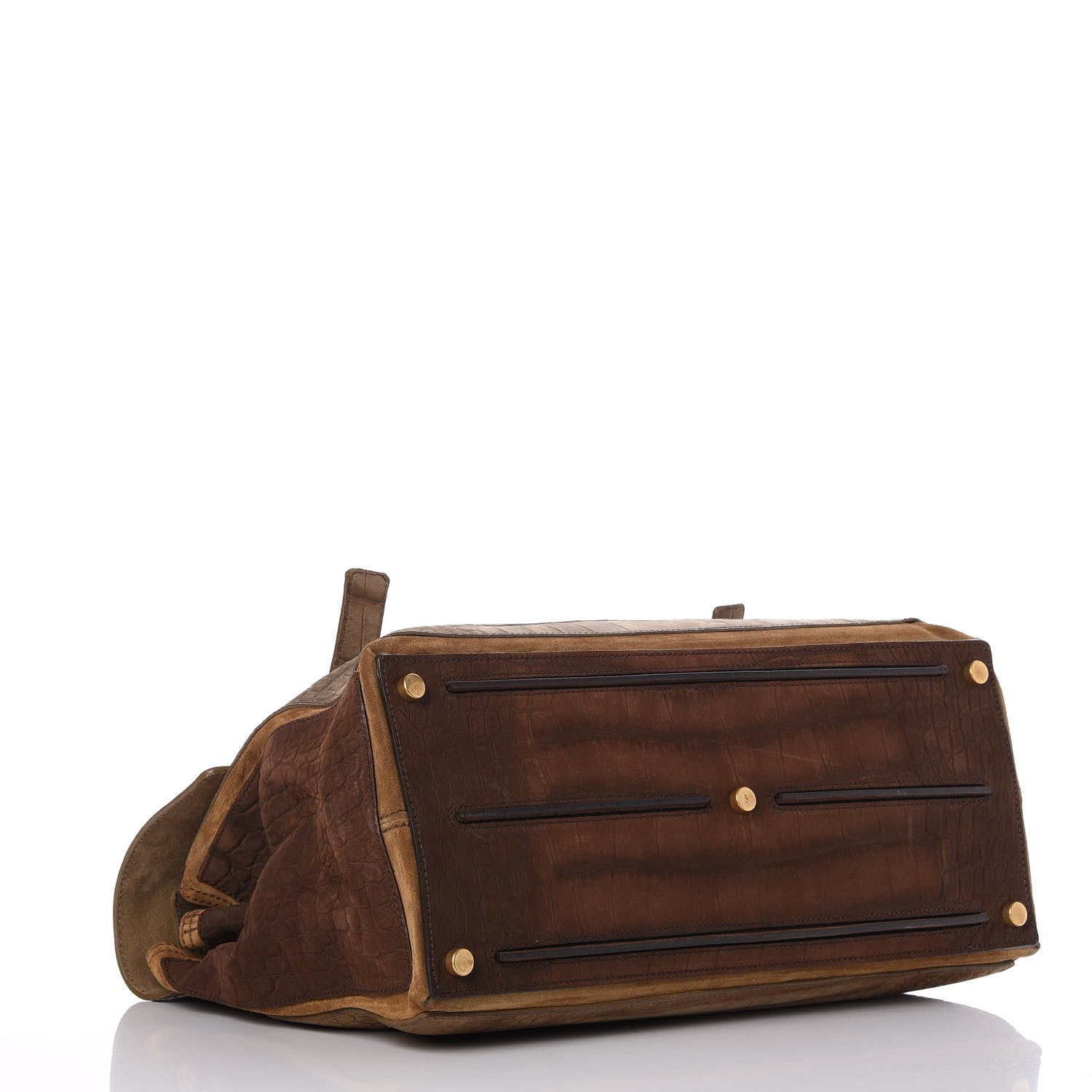 Saint Laurent Nubuck Croc Embossed Large Muse Two Beige Brown 4 of 7