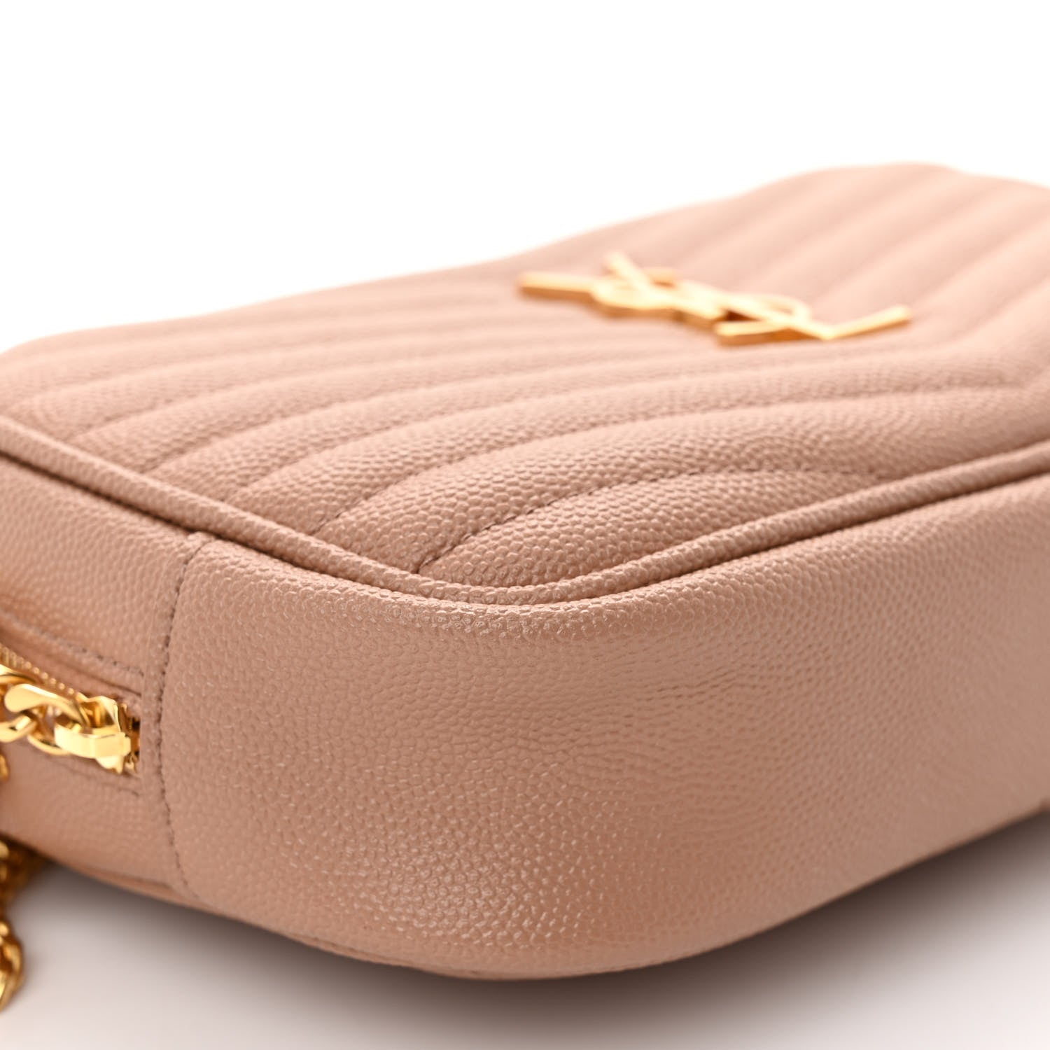 Saint Laurent Grain De Poudre Matelasse Monogram Mini Lou Camera Bag Vintage Peach 8 of 9