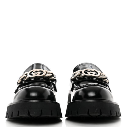 Gucci Cordovan Lux Womens Jeanne Platform Lug Sole 30/45mm Loafers 37 Black 2 of 8