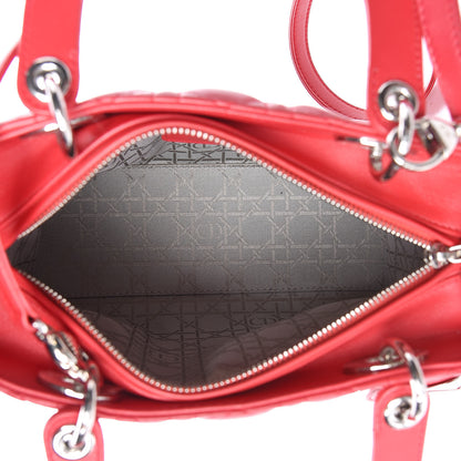 Christian Dior Lambskin Cannage Medium Lady Dior Red 5 of 10
