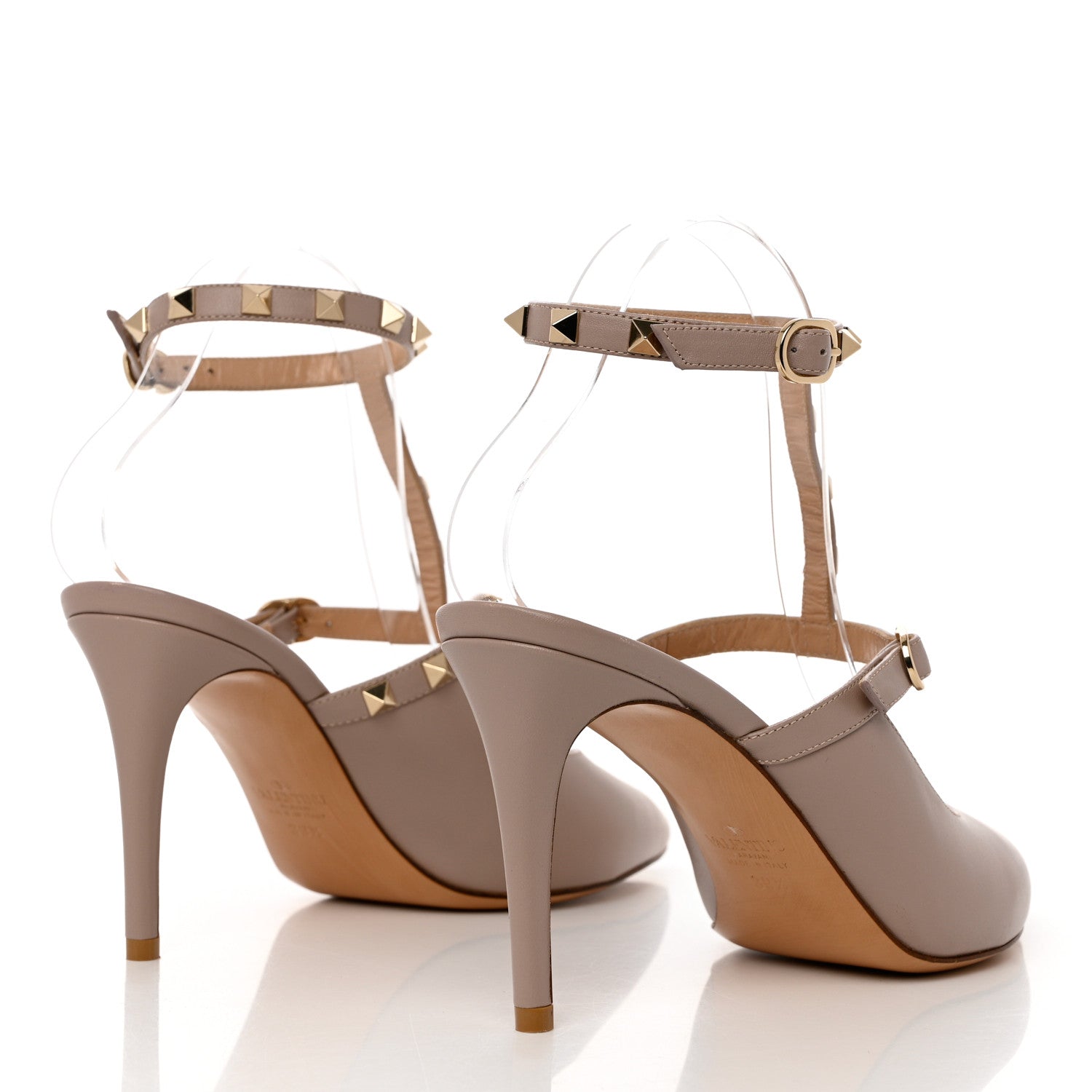 Valentino Garavani Calfskin Rockstud Hype T Strap 85mm Pumps 39.5 Poudre 4 of 12
