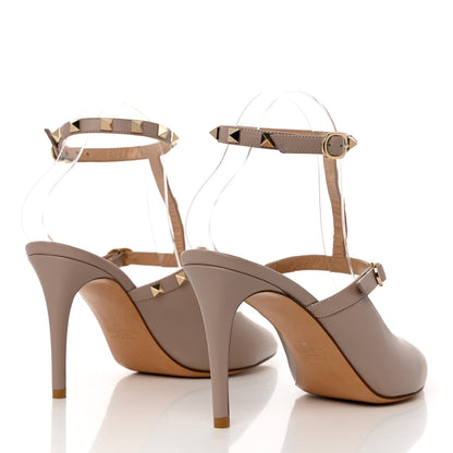 Valentino Garavani Calfskin Rockstud Hype T Strap 85mm Pumps 39.5 Poudre 4 of 12