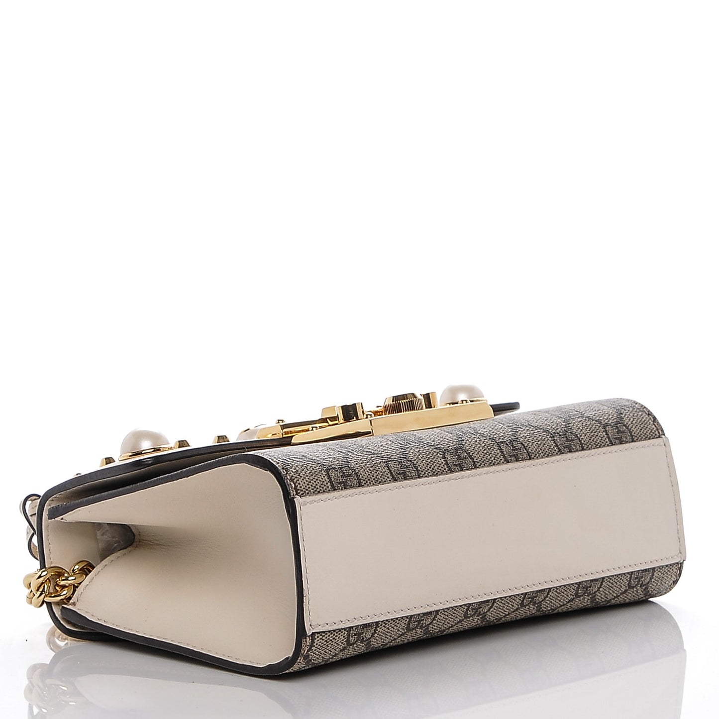GG Supreme Monogram Studded Small Padlock Shoulder Bag White