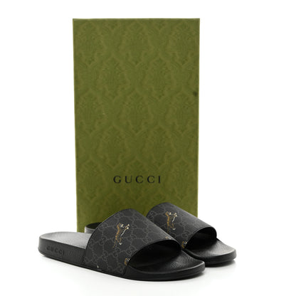 Gucci GG Supreme Monogram Tigers Mens Slide Sandals 10 Black Multicolor 9 of 9