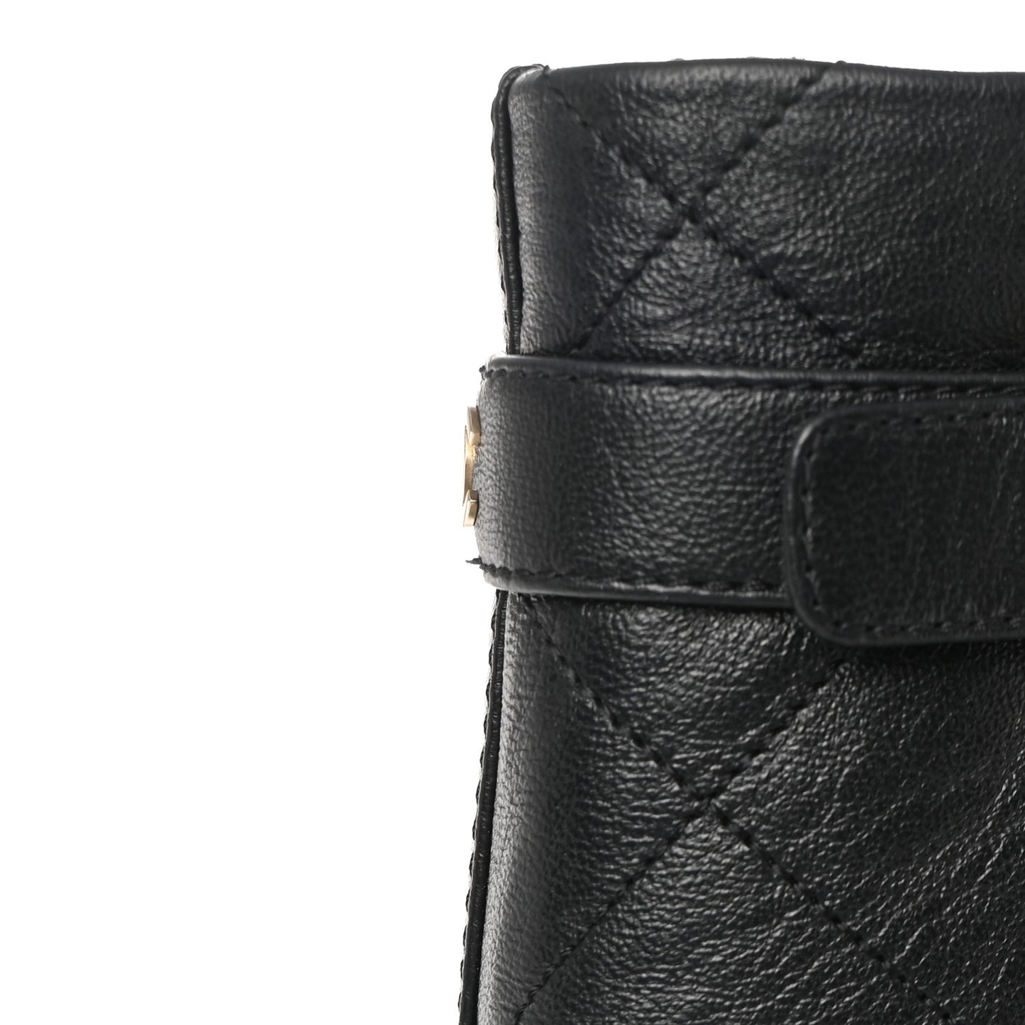 Lambskin Quilted High Boots 36 Black