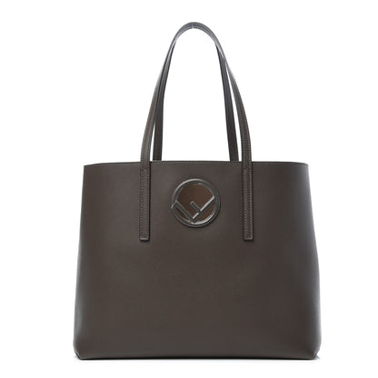 Fendi Vitello Vienna Enamel F is Fendi Shopping Tote Carbone Tobacco 1 of 9