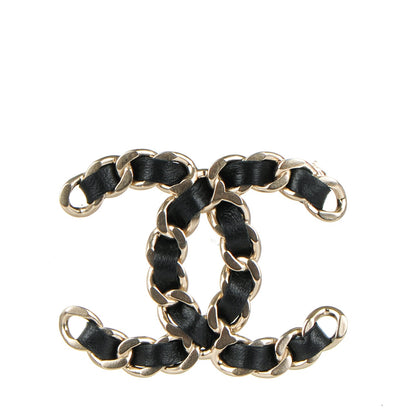 Chanel Lambskin Chain CC Brooch Black Gold 1 of 4