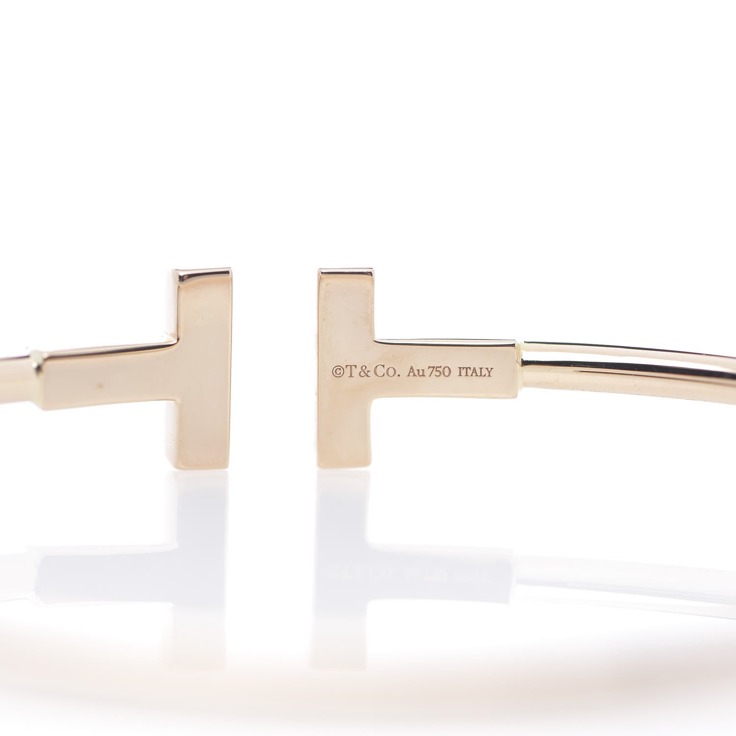 Tiffany 18K Rose Gold Diamond T Wire Bracelet 4 of 5