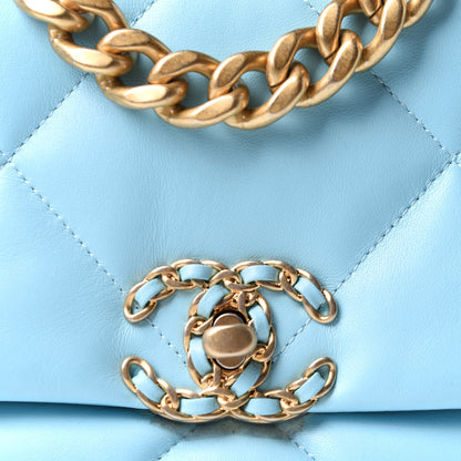 Chanel Shiny Lambskin Quilted Medium Chanel 19 Flap Light Blue 9 of 11