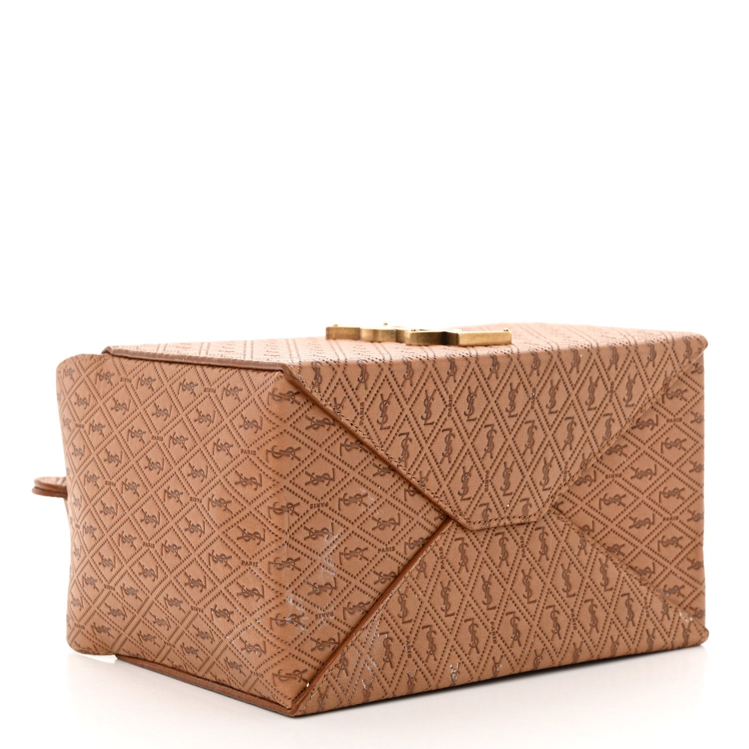 Saint Laurent Calfskin Monogram Take Away Box Dusty Vintage Brown Gold 4 of 14