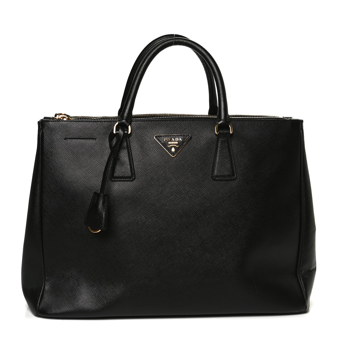Saffiano Large Galleria Double Zip Tote Black