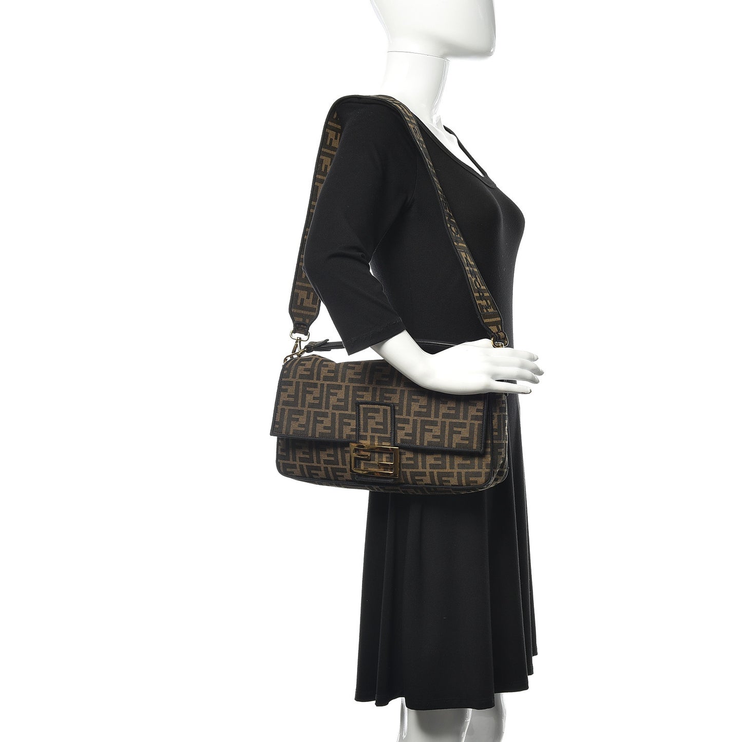 Fabric Jacquard FF 1974 Large Baguette Tobacco Moro Black