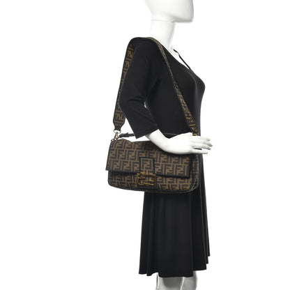 Fendi Fabric Jacquard FF 1974 Large Baguette Tobacco Moro Black 2 of 14