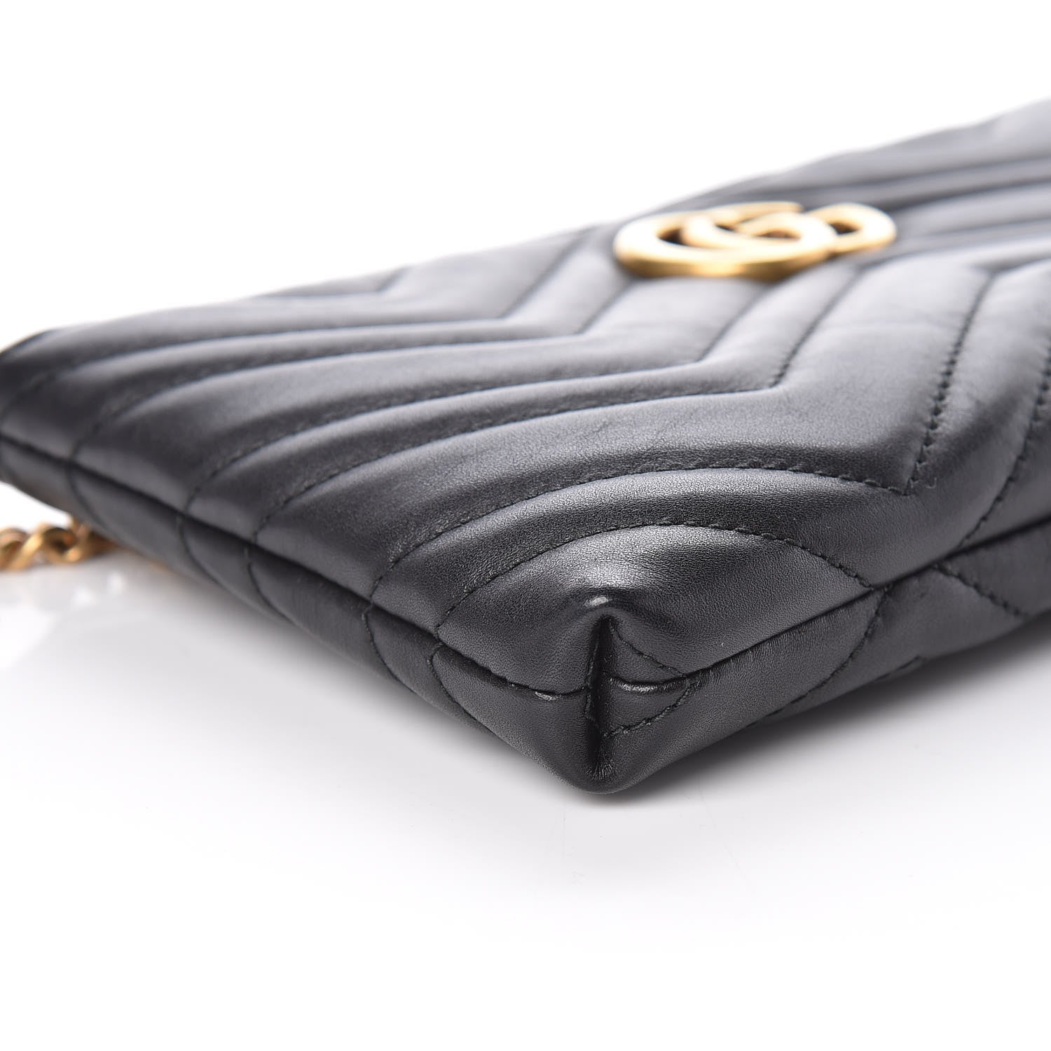 Gucci Calfskin Matelasse Mini GG Marmont Chain Bag Black 7 of 10