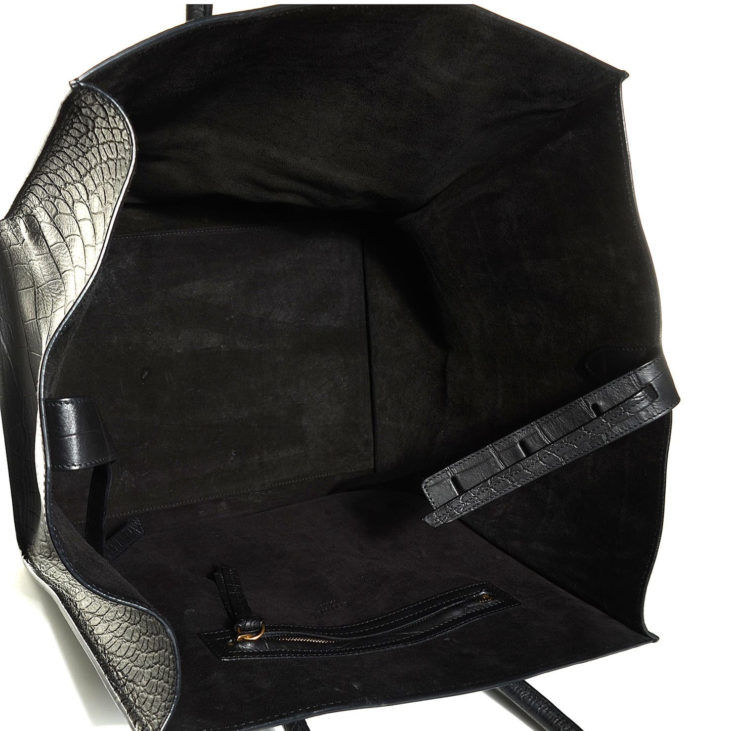 Crocodile Embossed Calfskin Large Phantom Luggage Black
