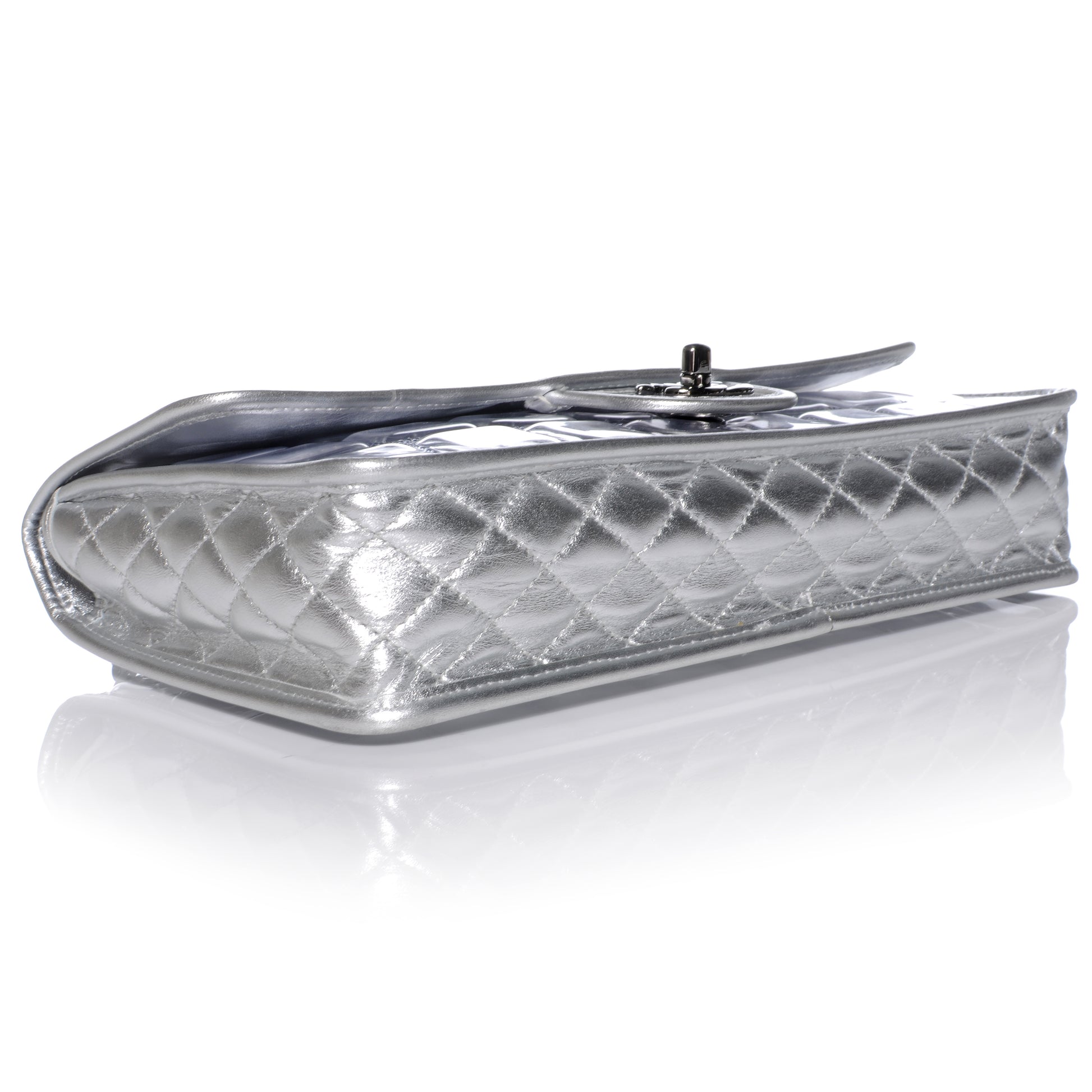 Chanel Vinyl Large Ice Cube Flap Silver 4 of 9