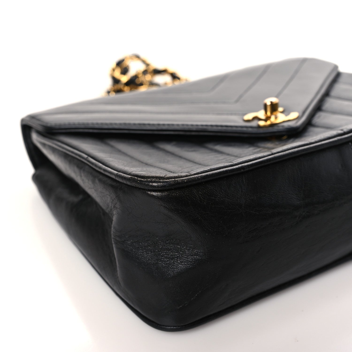 Chanel Lambskin Chevron Quilted Envelope Single Flap Black 8 of 11