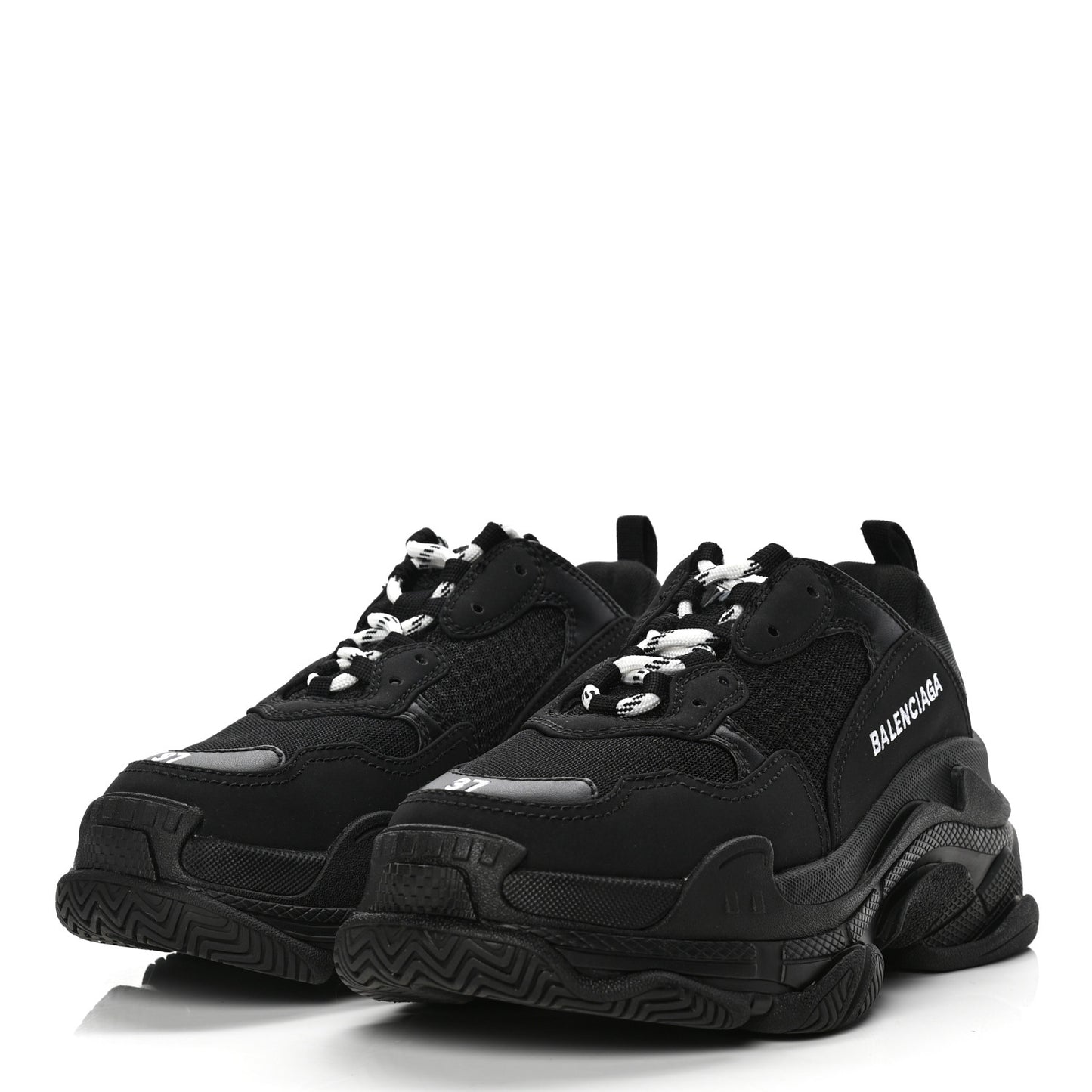 Fabric Mesh Womens Triple S Sneakers 37 Black