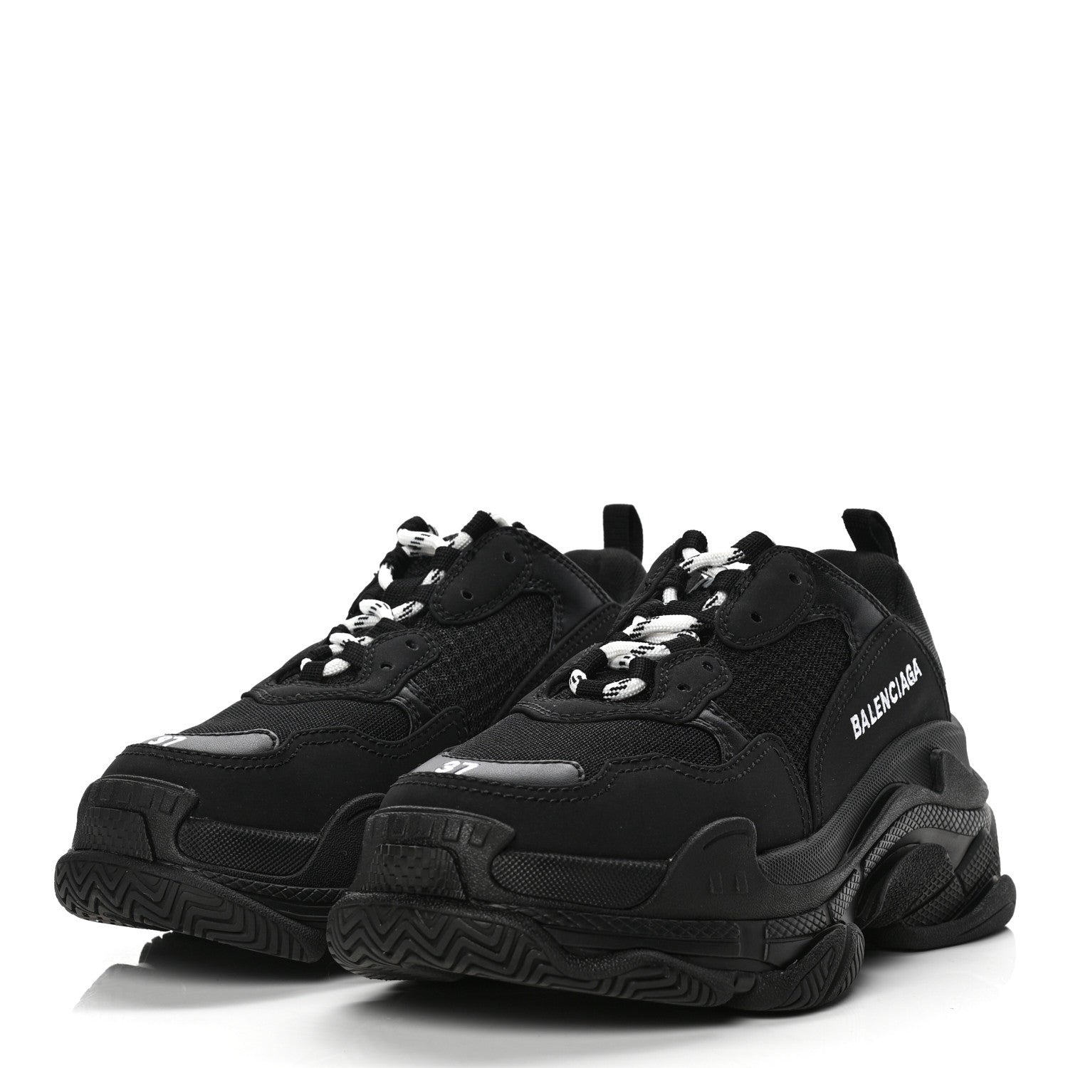 Balenciaga Fabric Mesh Womens Triple S Sneakers 37 Black 3 of 8