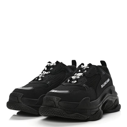 Balenciaga Fabric Mesh Womens Triple S Sneakers 37 Black 3 of 8