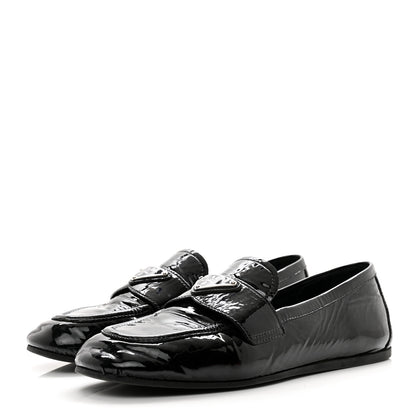 Prada Naplak Metal Triangle Logo Loafers 38 Black 3 of 9