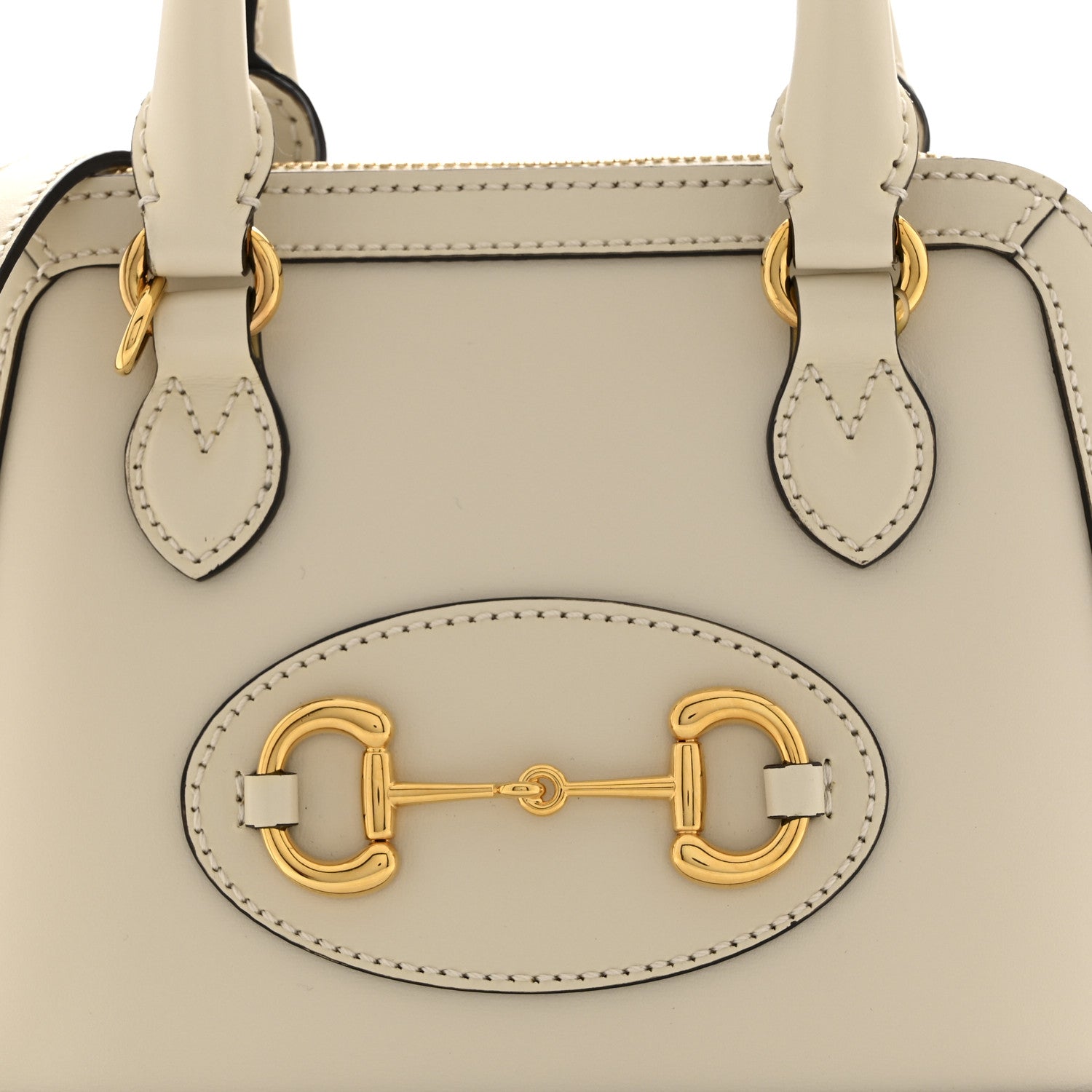 Gucci Boarded Plutone Calfskin Mini Horsebit 1955 Top Handle Bag Mystic White 9 of 11