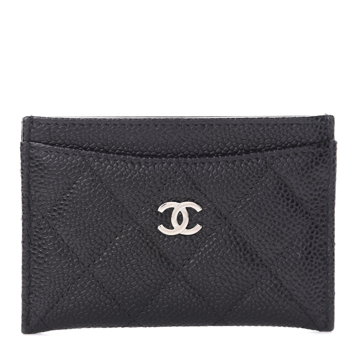 Caviar Quilted Card Holder Black