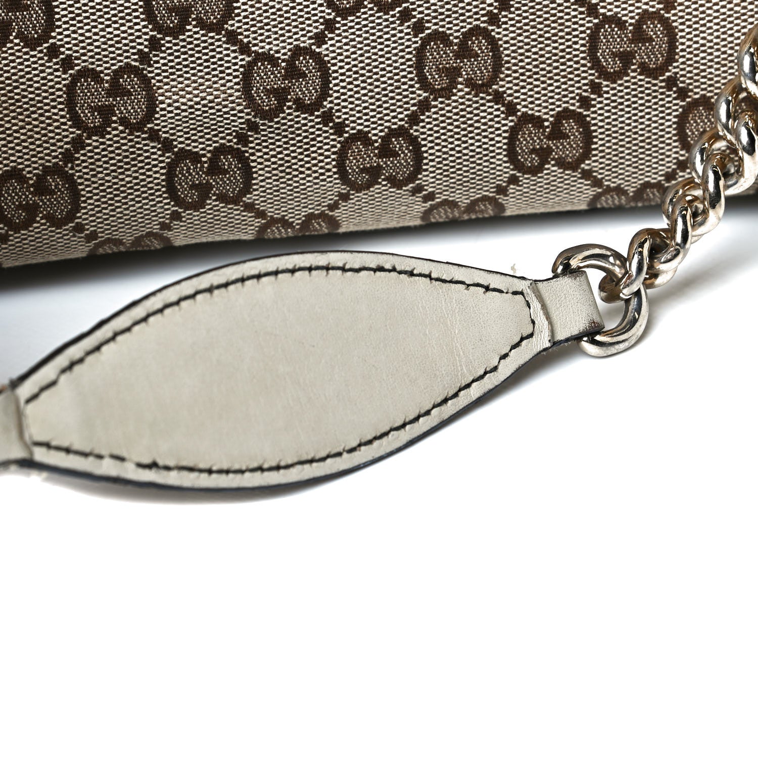 Gucci Monogram Margaux Calfskin Medium Emily Chain Shoulder Bag Beige Ebony Mystic White 9 of 9