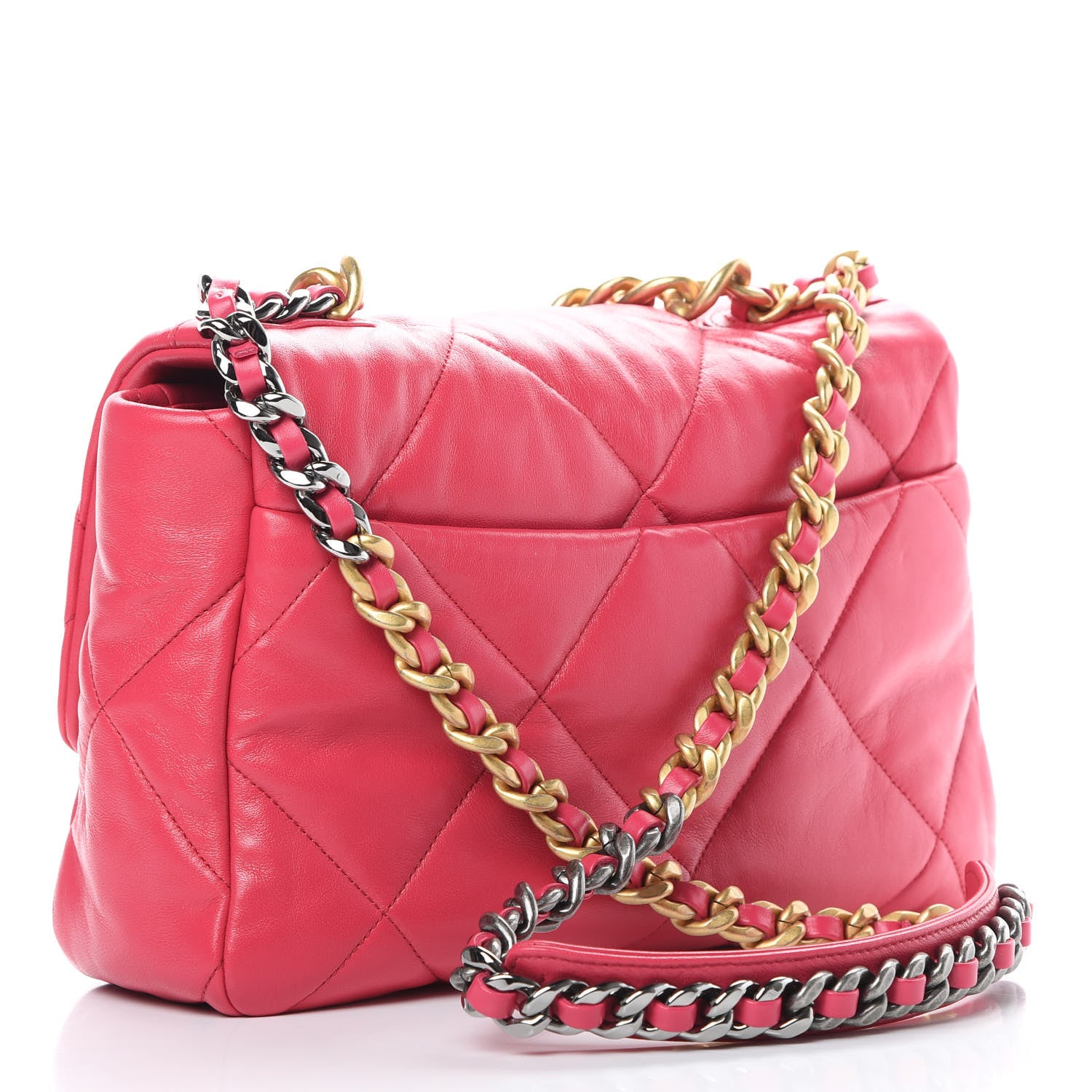 Chanel Lambskin Quilted Large Chanel 19 Flap Dark Pink 3 of 12