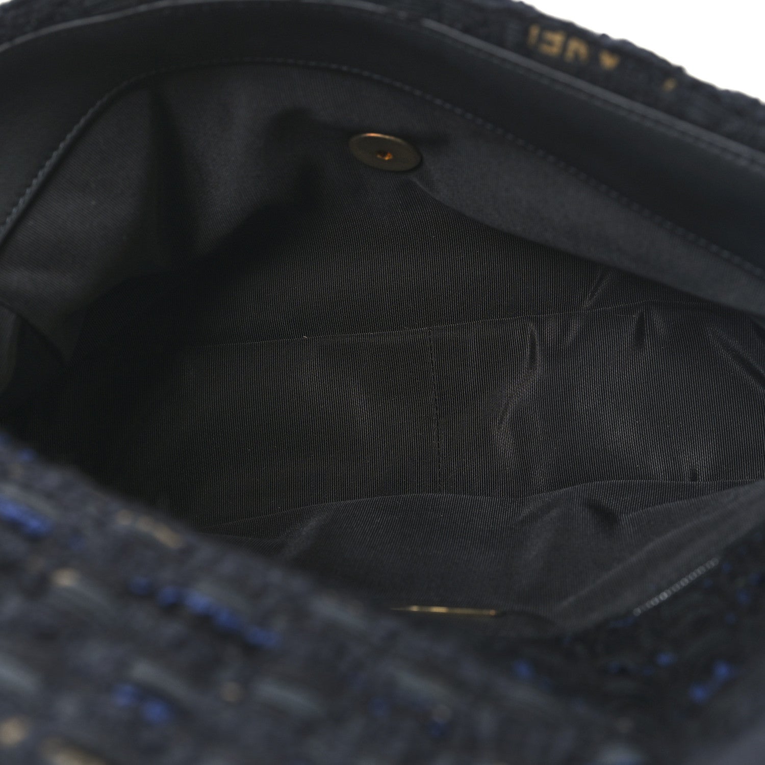 Chanel Tweed Quilted Large Chanel 19 Flap Black Navy Gold 5 of 10