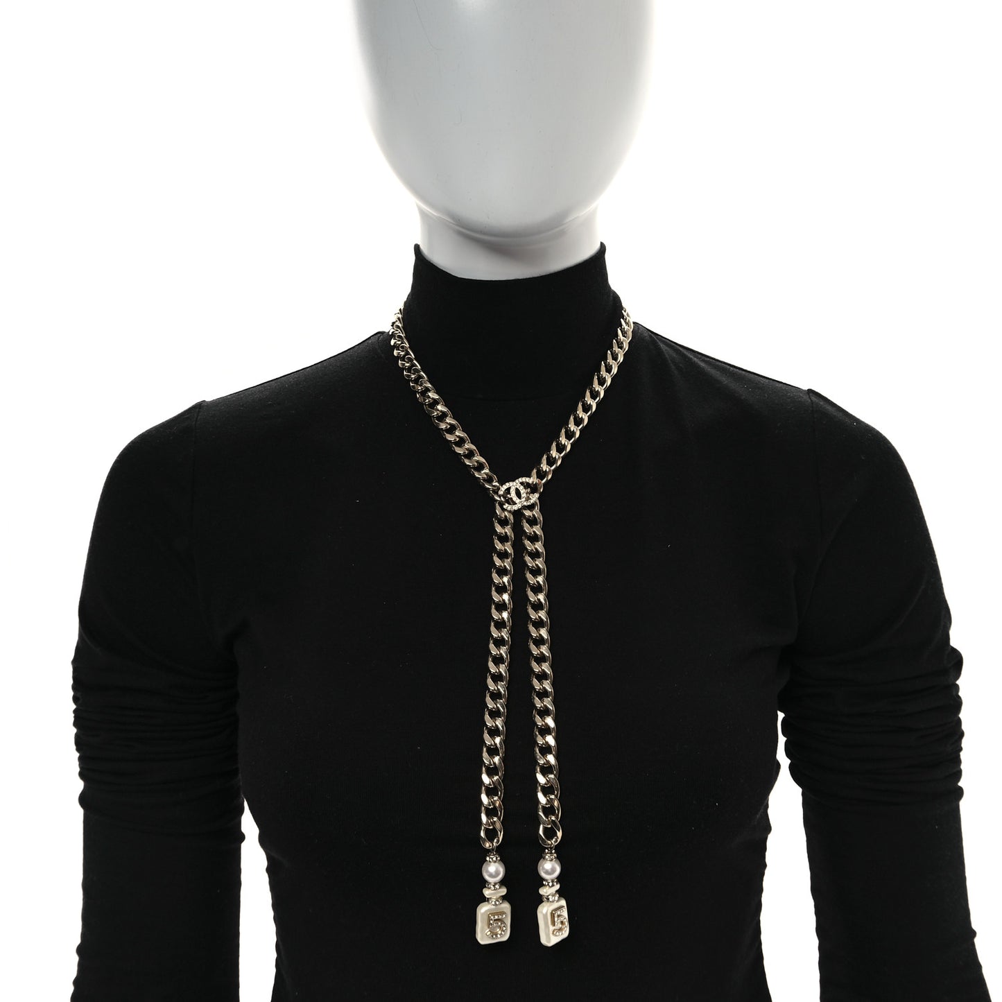 Pearl Resin Crystal CC No 5 Perfume Bottle Chain Gold