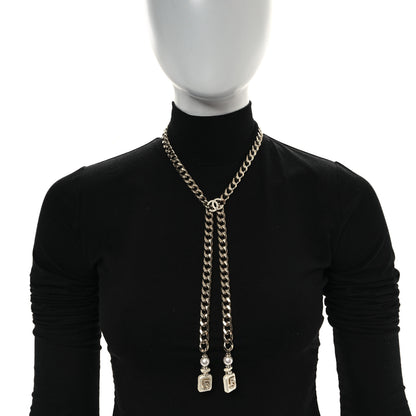 Chanel Pearl Resin Crystal CC No 5 Perfume Bottle Chain Gold 2 of 5