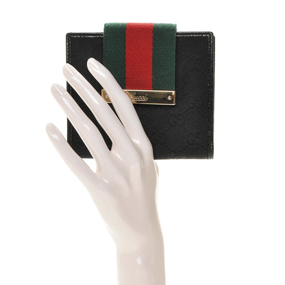 Gucci Monogram Web French Flap Wallet Black 2 of 9
