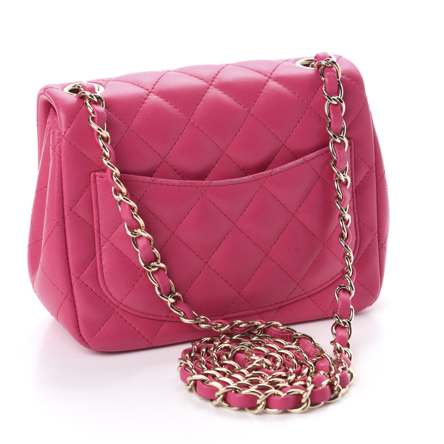 Lambskin Quilted Mini Square Flap Fuchsia