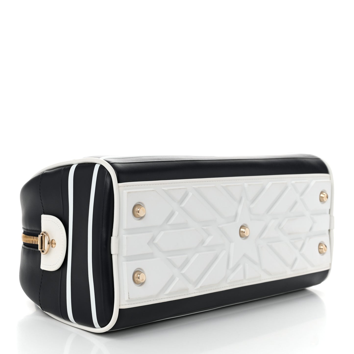 Calfskin Small Dior Vibe Zip Bowling Bag Blue White