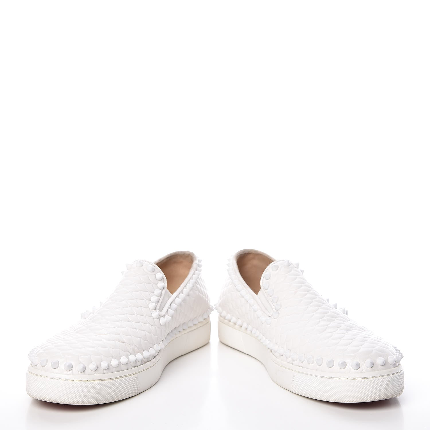 Christian Louboutin Nappa Scallop Embossed Spikes Roller Boat Flat 39 White 5 of 18