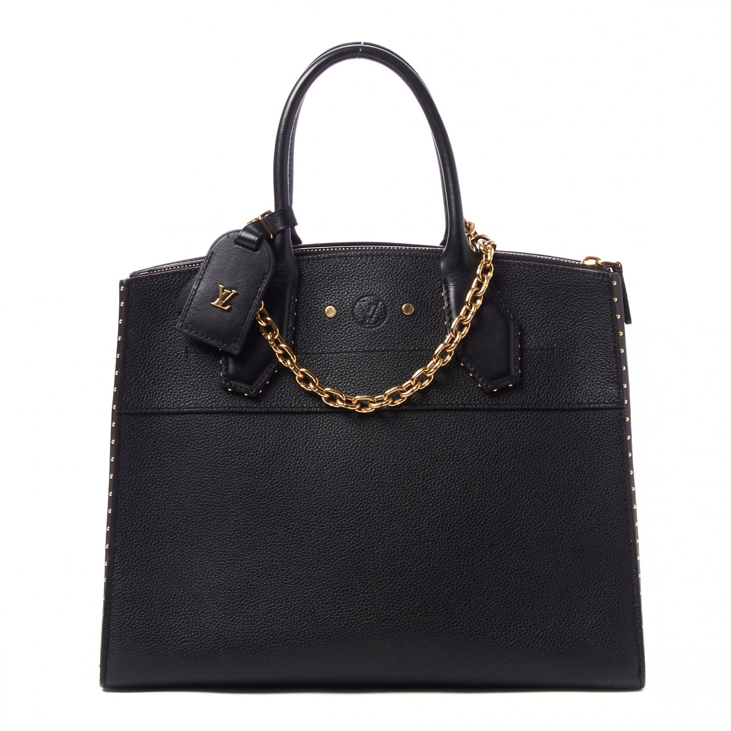 Calfskin Studded City Steamer MM Black