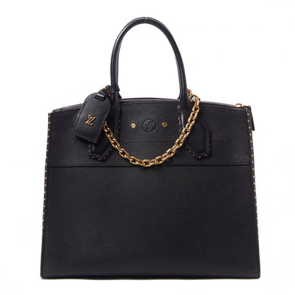Louis Vuitton Calfskin Studded City Steamer MM Black 1 of 8