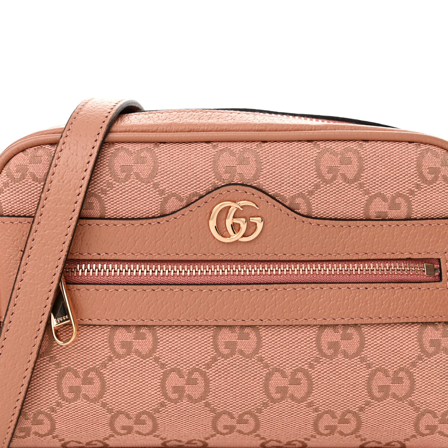 Gucci Monogram Textured Dollar Calfskin Mini Ophidia Shoulder Bag Cloche Rose Pink 8 of 11