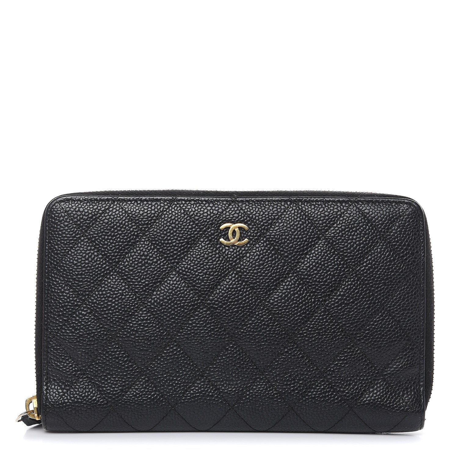 Chanel Caviar Quilted Large Zip Around Organizer Wallet Black 1 of 11